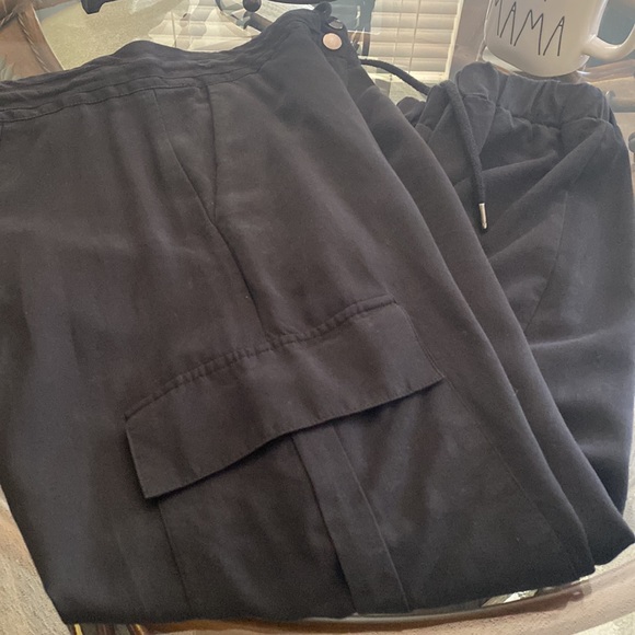 Zara Black Cropped Faded Cargo Pants Medium M Harem Cargo - Picture 3 of 11